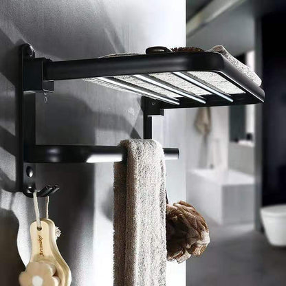 Space Aluminum Bathroom Folding Shelf, Wall-Mounted Organizer, Home Decor
